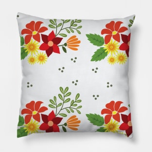 Fun watercolor floral pattern in yellow and red Pillow