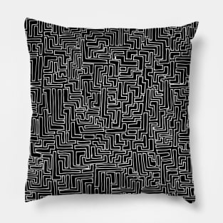 Abstract Ink Drawing #7 Black Pillow