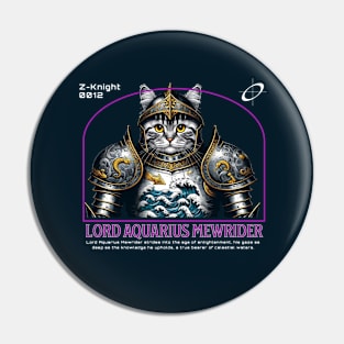 Aquarius Cat Knight - Celestial Zodiac Warrior Pin