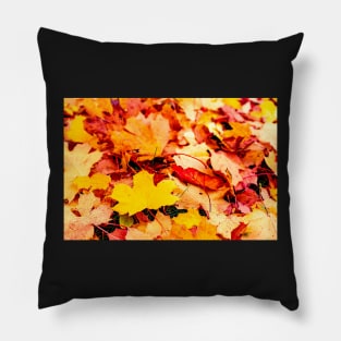 Autumn background of fallen yellow and orange leaves Pillow