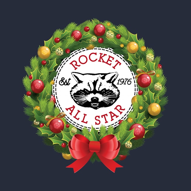 Christmas All Star Rocket Raccoon Guardians Of The Galaxy Wreath by Rebus28