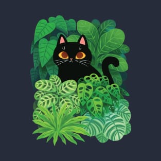 Cat Face In Houseplants T-Shirt