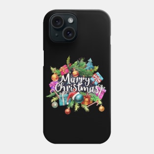 Merry Christmas pun, Santa Claus, winter, Santa Claus,  ho ho ho, watercolor style Phone Case