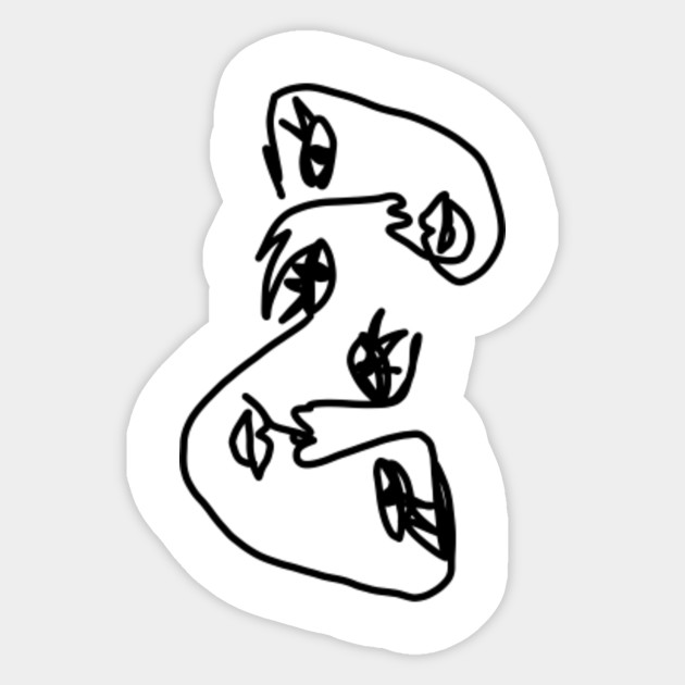 Two Faces Abstract Art Sticker Teepublic