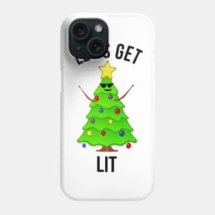 Let's Get Lit Funny Christmas Weed Phone Case