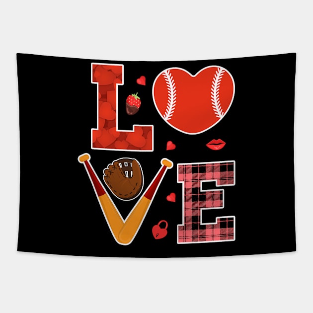 Baseball Lover Valentine Tapestry by Hensen V parkes