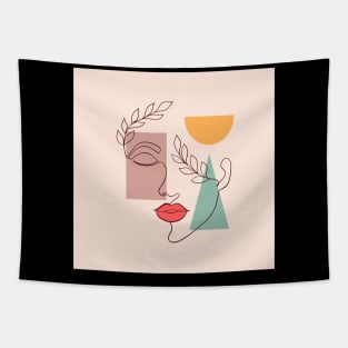 Woman face and geometric shapes Tapestry