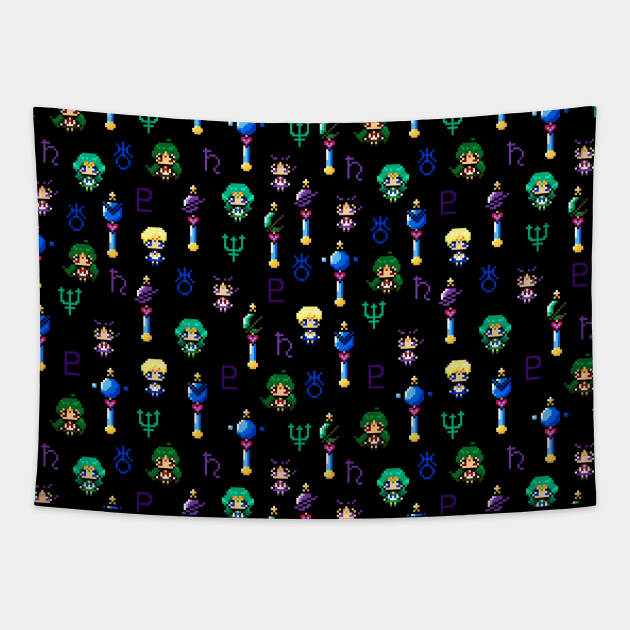 Sailor Moon Outer Senshi - Black Tapestry by uenki