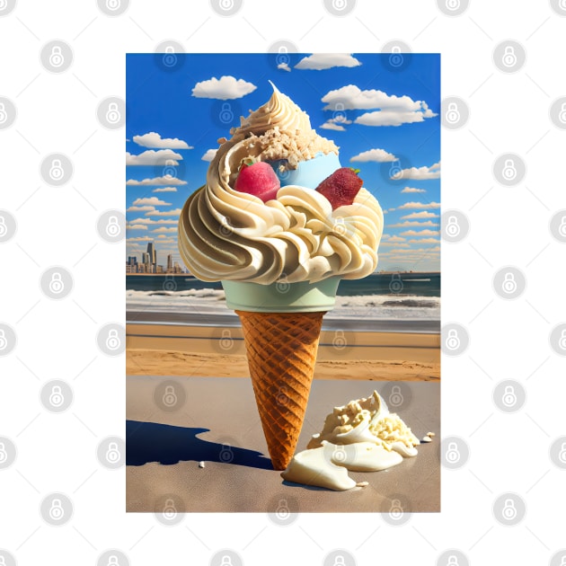 Big ice cream cone on the Beach by Vooble