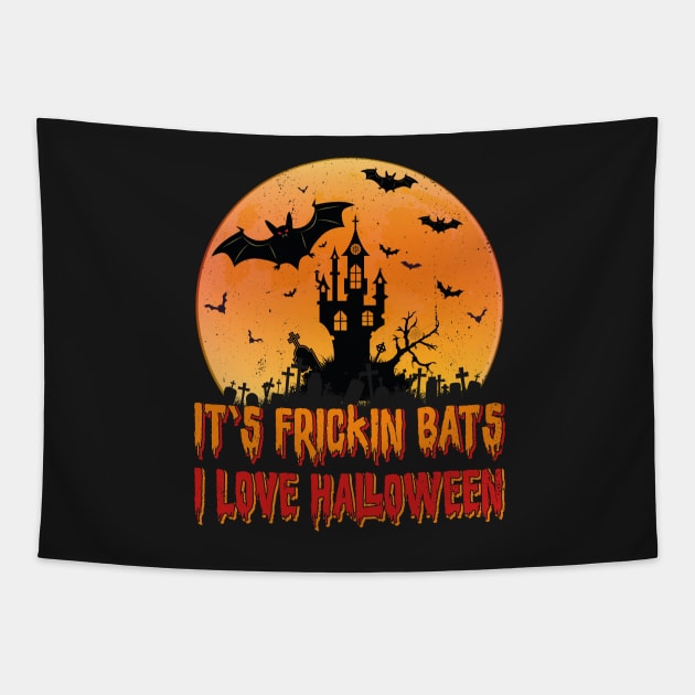 Its Frickin Bats |  Bats With Orange and Red Slimy Text Tapestry by Estrytee