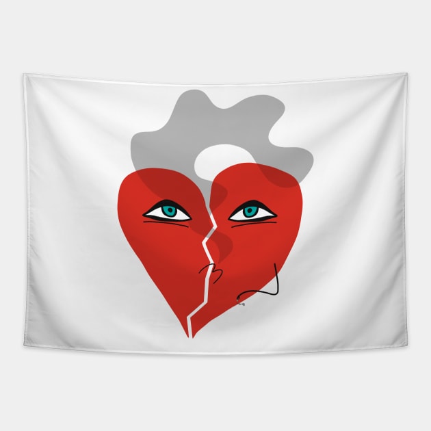 Funny Smoking Broken Heart Pop Art Tapestry by ManoTakako