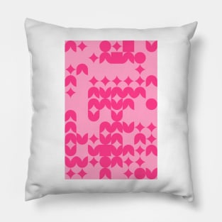 Girly Pinkish Geometric Pattern - Flowers & Stars #2 Pillow