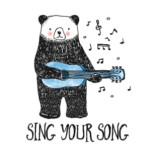 Sing Your Song - Cartoon Bear With Guitar T-Shirt