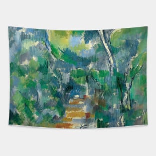 Forest Scene (Path from Mas Jolie to Chateau noir) by Paul Cezanne Tapestry