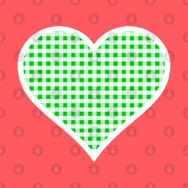 Green and White Gingham Heart by bumblefuzzies