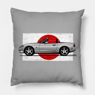 The japanese roadster with flag background Pillow