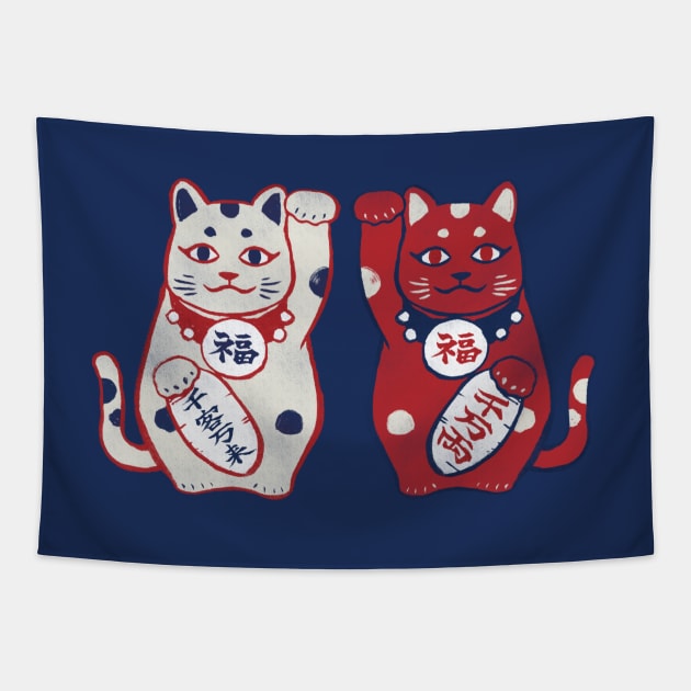 Maneki Neko（招き猫） Tapestry by akaneyabushita