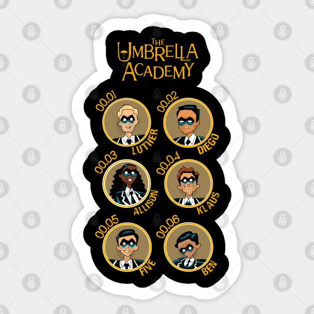 UMBRELLA ACADEMY: ALL CHARACTERS CARTOON - Umbrella Academy - Sticker