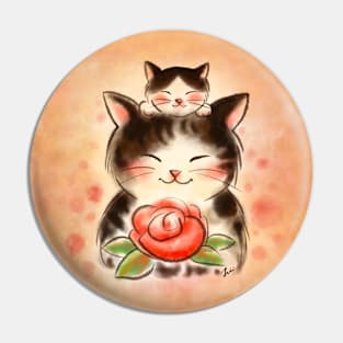 Cat rose blessing Pin