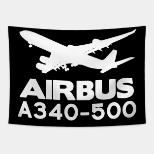 Airbus A340-500 Silhouette Print (White) Tapestry