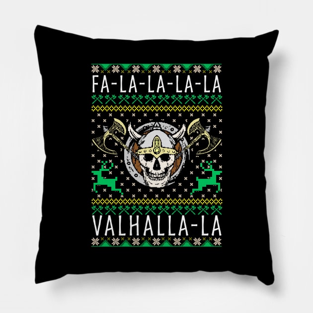 Fa-La-La-La Valhalla-La Viking God Ugly Christmas Pillow by theperfectpresents