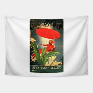 USSR Health Resorts - Vintage Soviet Art Deco Travel Poster Tapestry