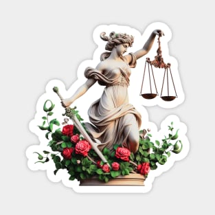 no justice no peace - lady of justice without blindfold Magnet