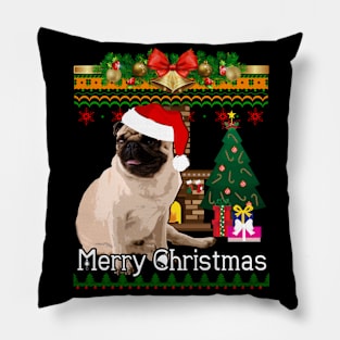 Ugly Christmas Sweater PUGS Pillow