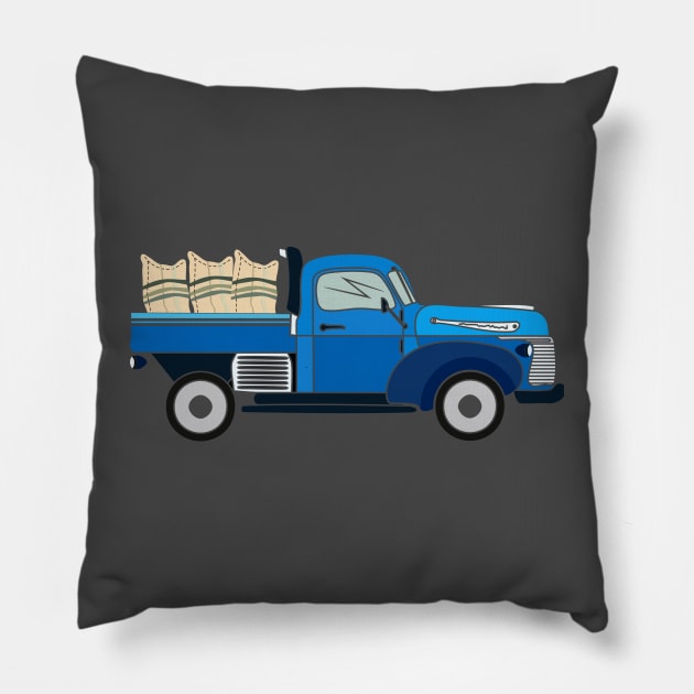 blue farm truck Pillow by bloomroge