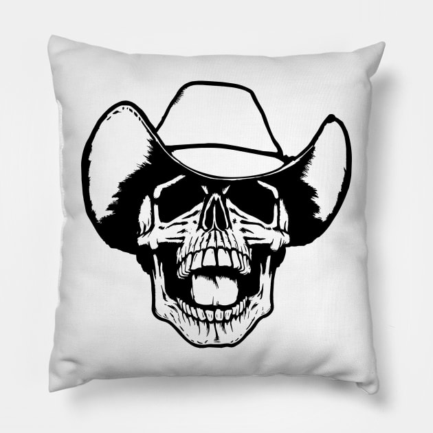 Laughing Cowboy Skull Pillow by Graphic Design & Other Cosas