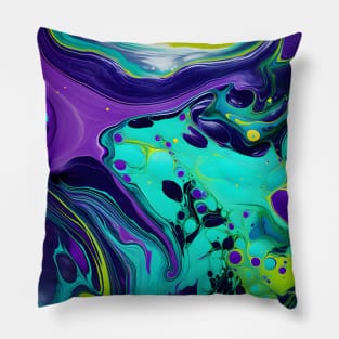 Neon Dreamscape: An Abstract Fusion of Color and Motion Pillow