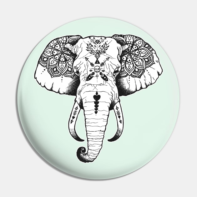 Elephant Tattooed Pin by PaperTigress