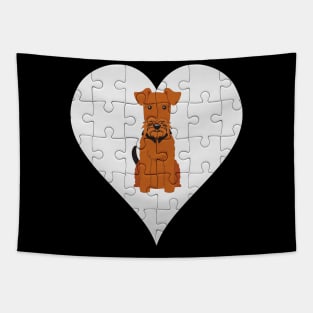 Welsh Terrier Heart Jigsaw Pieces Design - Gift for Welsh Terrier Lovers Tapestry