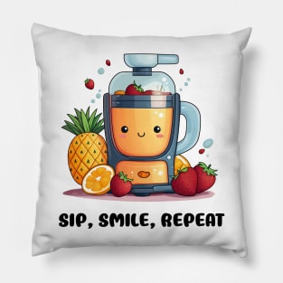 Fruit Juicer Sip, Smile, Repeat Funny Healthy Novelty Pillow