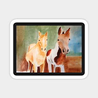 Two Horses in the Country Painting Magnet