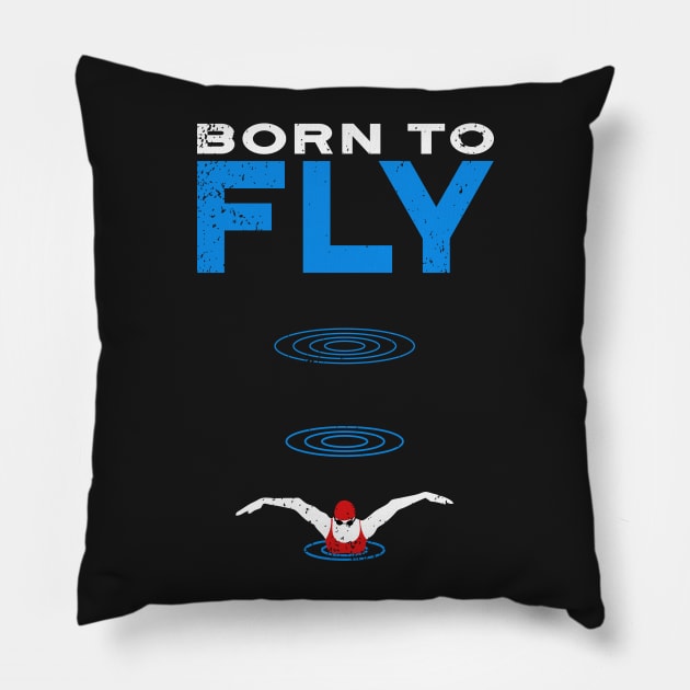 Swim Girls Born to Fly Pillow by atomguy