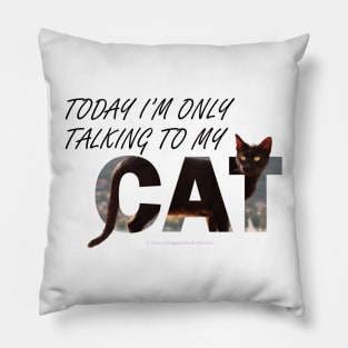 Today I'm only talking to my cat - black cat oil painting word art Pillow