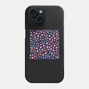 Pink Flowers on Navy Background Phone Case