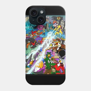 DW Tribute - Justice Ducks vs. Fearsome Five by Vagabond The Artist Phone Case