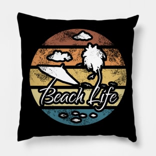 Beach Life Vintage Circle Pillow