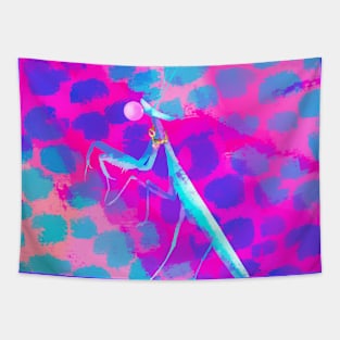 Bubblegum Praying Mantis | Cheetah Print (Blue/Pink) Tapestry