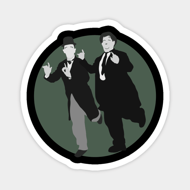 Laurel and Hardy - Sage Green Magnet by Gallery XXII