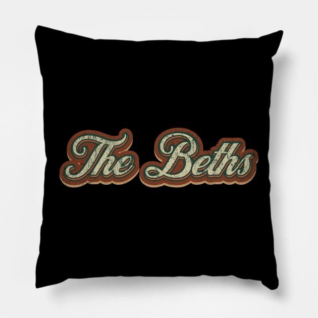 The Beths Vintage Text Pillow by Skeletownn