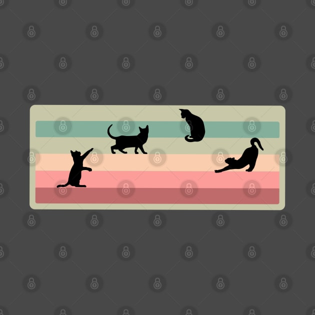 Cat Silhouettes in a Stripey Background with Pistachio color border by Off the Page