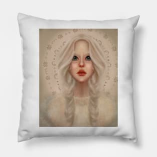 Nicole Kidman Fan Art Fairy Ice Queen Illustration Silver Hair in Braids Moon Phase Background Lace Top Pillow