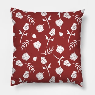 Pretty Red and White Roses Floral Pattern Pillow