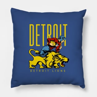 detroit lions yellow retro grunge Pillow