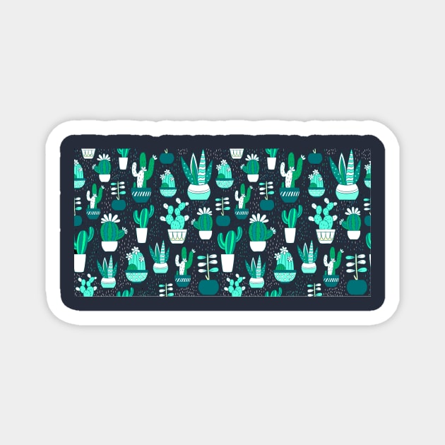 Cool Cactus Aqua Green Magnet by bragova