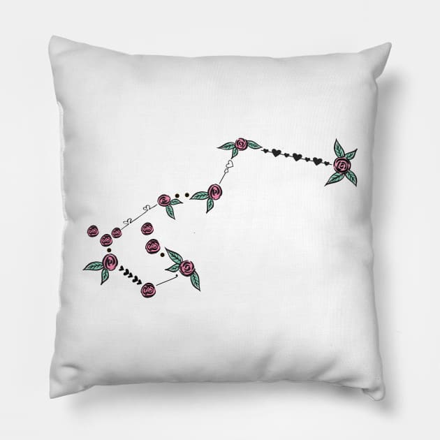 Carina (Keel) Constellation Roses and Hearts Doodle Pillow by EndlessDoodles