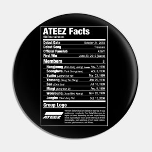 ATEEZ Kpop Nutritional Facts 2 Pin